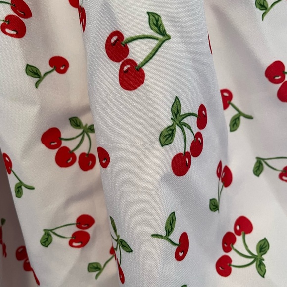 Girls White Cherry Print Sundress with Red Trim - Picture 10 of 15